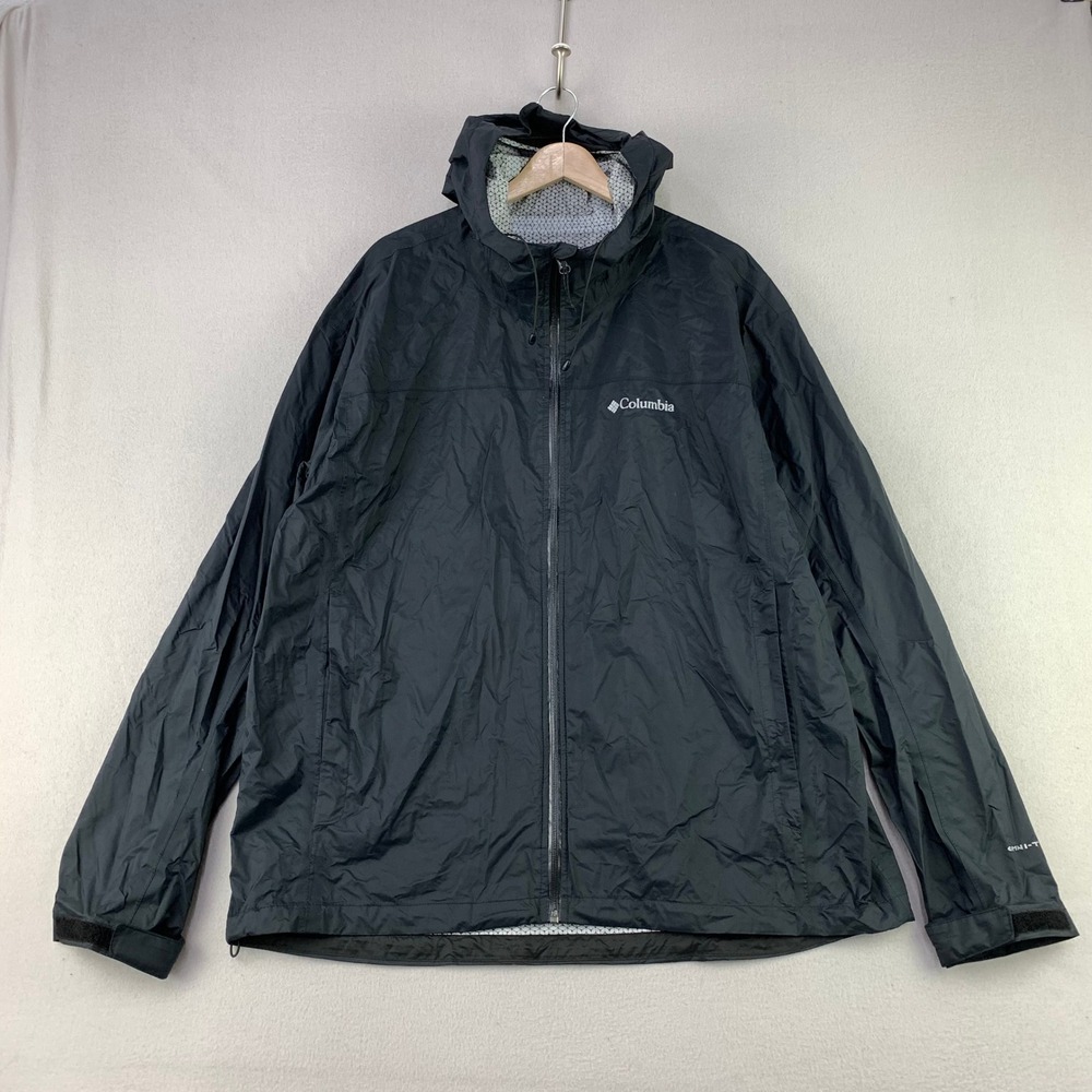 Columbia EvaPOURation Omni-Tech Rain Jacket Mens XL Black Full-Zip Breathable